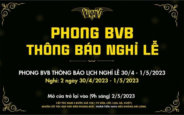 Thông báo lịch nghỉ lễ 30/4 - 1/5 Phong BVB