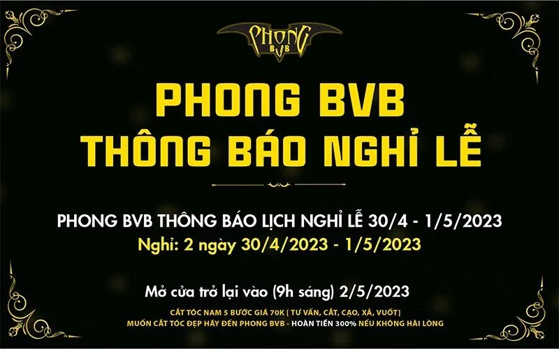 Thông báo lịch nghỉ lễ 30/4 - 1/5 Phong BVB