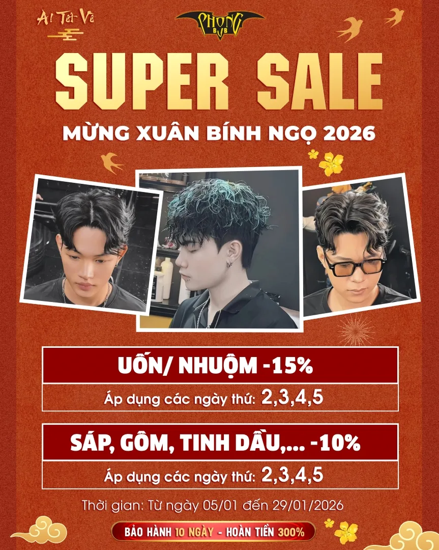 Sale Tết 2026: Giảm 15% Dịch Vu Uốn Nhuộm Cho Học Sinh Sinh Viên