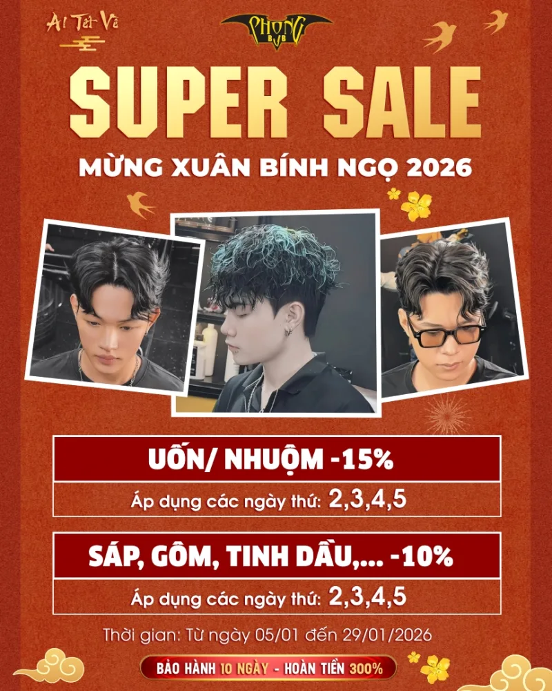 Sale Tết 2026: Giảm 15% Dịch Vu Uốn Nhuộm Cho Học Sinh Sinh Viên