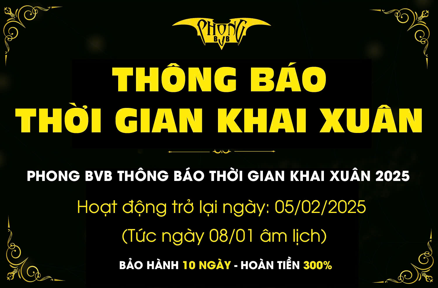 Phong BvB Thông Báo Lịch Khai Xuân 2025