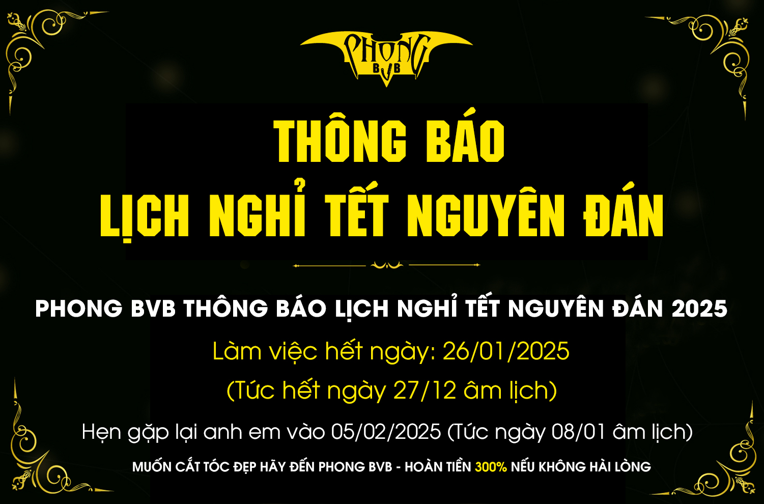 Phong BvB Thông Báo Lịch Khai Xuân 2025