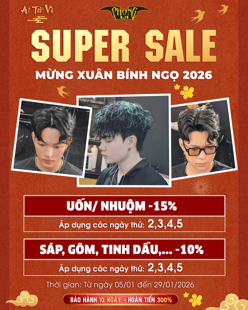 Sale Tết 2026: Giảm 15% Dịch Vu Uốn Nhuộm Cho Học Sinh Sinh Viên