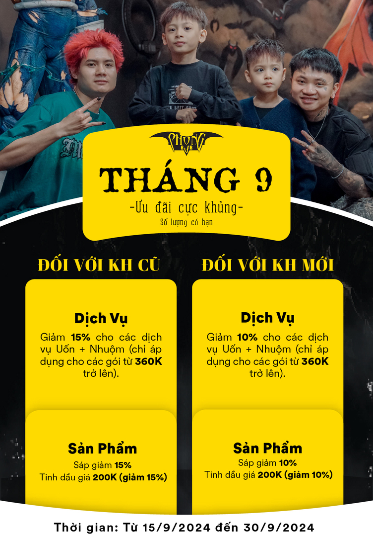 Siêu Sale tháng 9 - Phong BvB giảm giá Uốn/Nhuộm cực sốc!!!